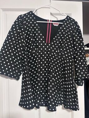 kate spade Black Polka Dot Dress with Pink Trim